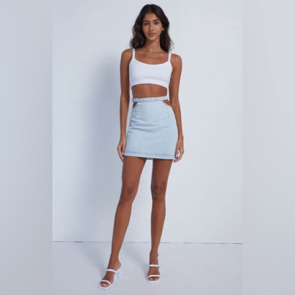Cut out Skirt Stylish Blue Denim Skirt